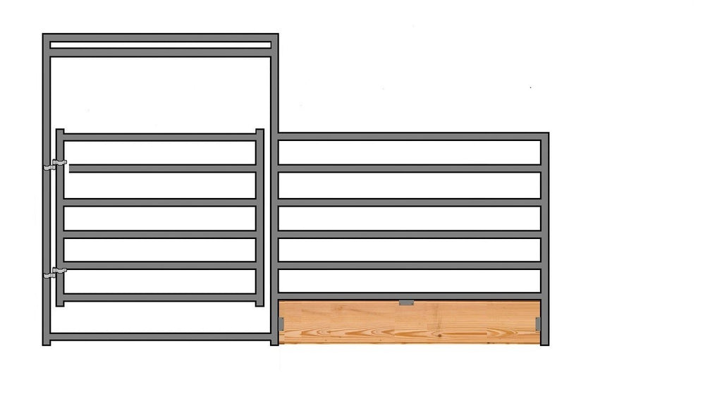12'W x 6'H 6-Rail 1-5/8" Wood-Base Corral Panel W/ Gate