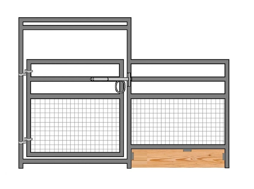 12'W x 5'H 4-Rail 1-5/8 Mare & Foal Corral Gate Panel W/ Wood Base