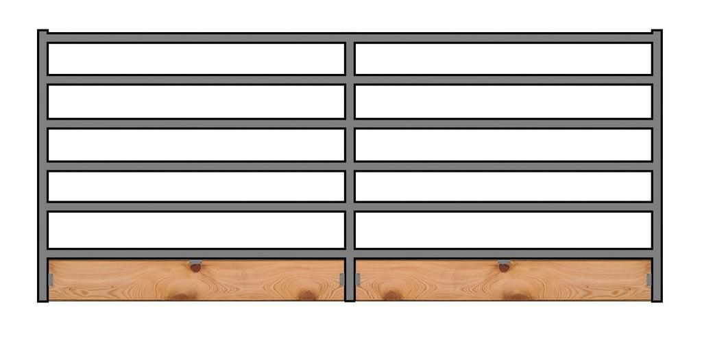 12'W x 6'H 6-Rail 1-5/8 Corral Panel W/ Wood-Base