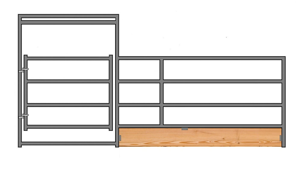 16'W x 5'H 4-Rail 1-7/8" Wood-Base Corral Panel W/ Gate