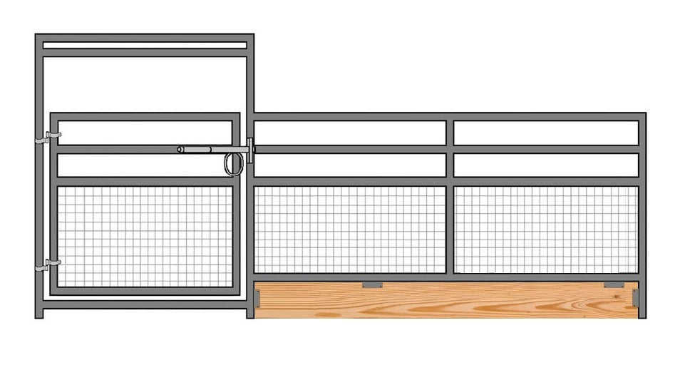 16'W x 5'H 4-Rail 1-5/8 Mare & Foal Corral Gate Panel W/ Wood Base