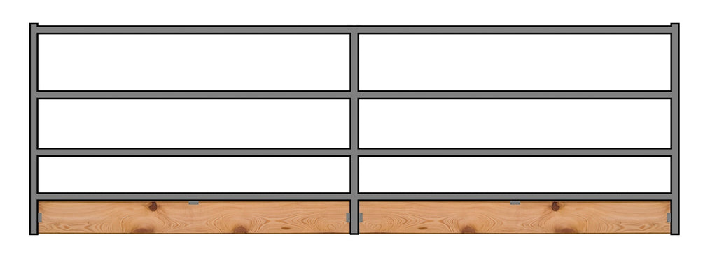 16'W x 5'H 4-Rail 1-7/8 Corral Panel W/ Wood-Base