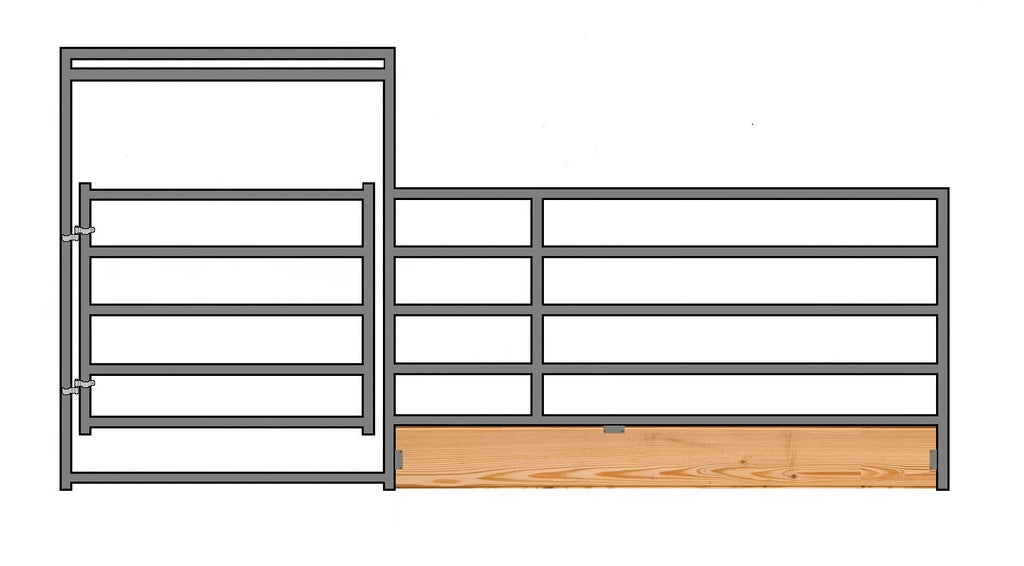 16'W x 5'H 5-Rail 1-5/8" Wood-Base Corral Panel W/ Gate