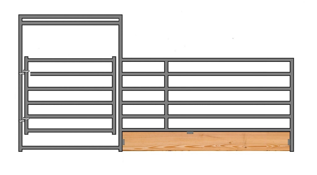 16'W x 6'H 6-Rail 1-7/8" Wood-Base Corral Panel W/ Gate