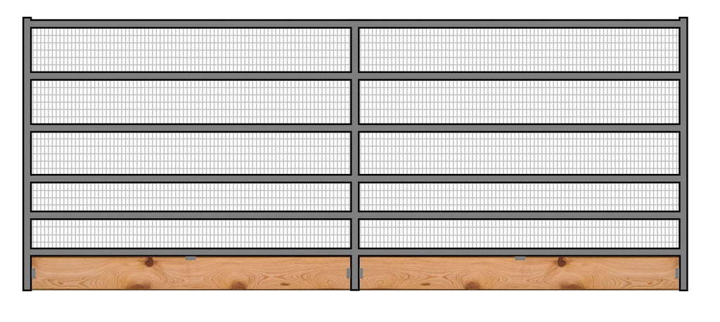 16'W x 6'H Welded Wire Corral Panel 6-Rail 1-5/8 W/ Wood Base