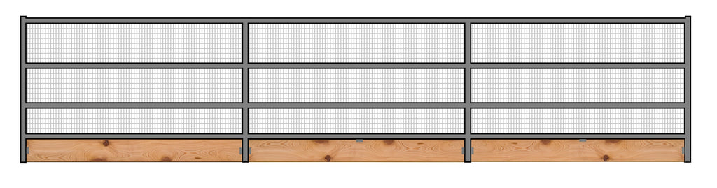 24'W x 6'H Welded Wire Corral Panel 4-Rail 1-5/8 W/ Wood Base