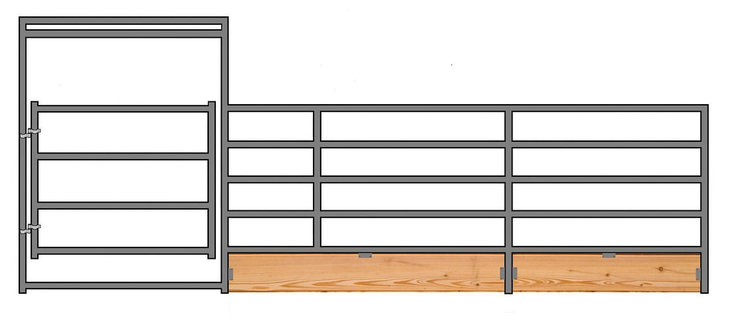 24'W x 5'H 5-Rail 1-5/8" Wood-Base Corral Panel W/ Gate