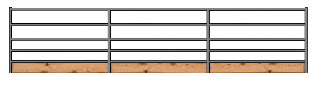 24'W x 5'H 5-Rail 1-5/8 Corral Panel W/ Wood-Base