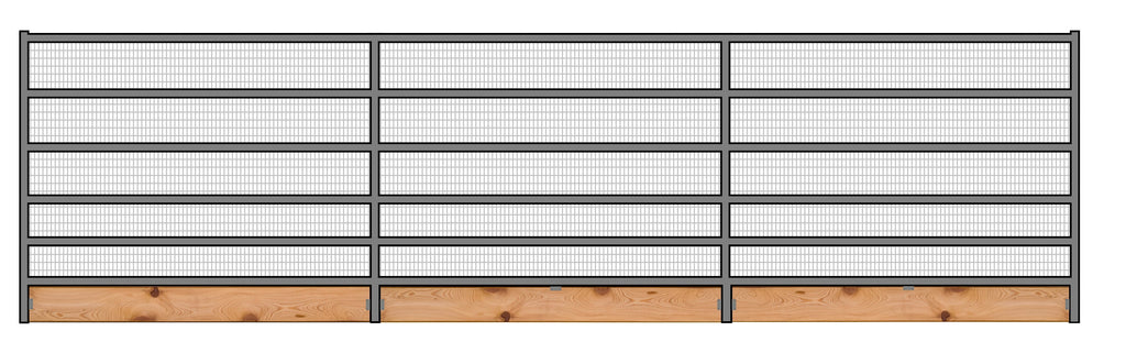 24'W x 6'H Welded Wire Corral Panel 6-Rail 1-7/8 W/ Wood Base