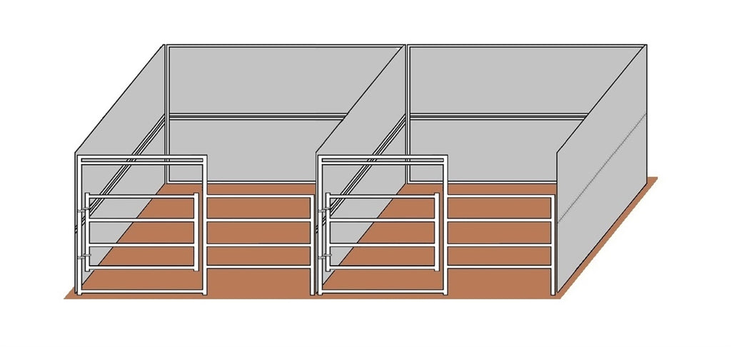 12'D x 12'W Solid Walls Gated Stall Dual Kit