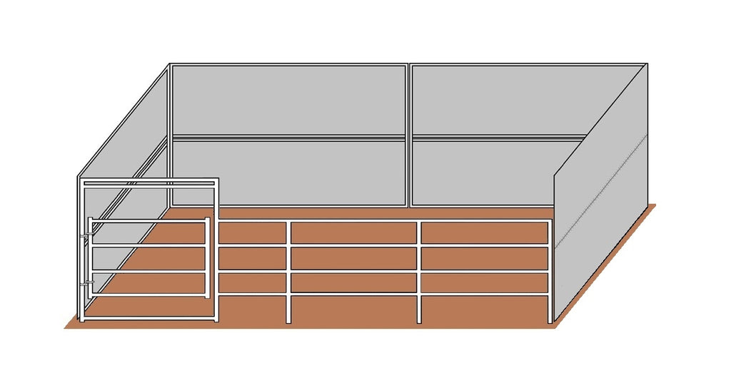 12'D x 24'W Solid Walls Gated Stall Kit