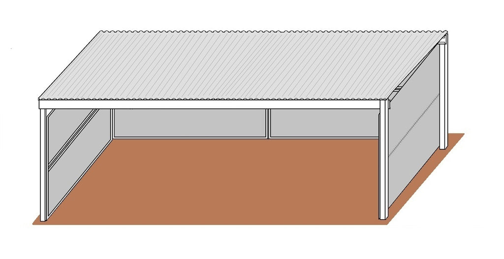 12'D x 24'L Solid Walls Single Stall No Gate with 12' x 26' Cover Kit