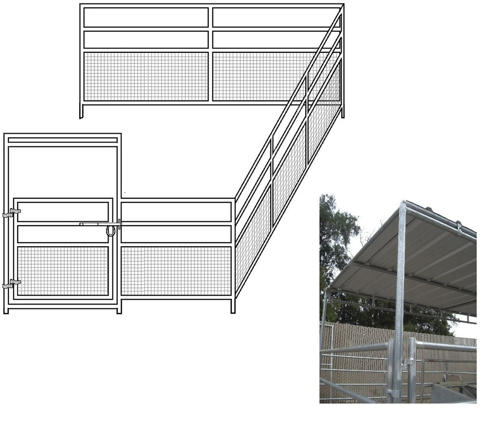 12'W x 24'D 1-7/8 4-Rail Mare & Foal Horse Corral Add-On with 8' x 12' Trussed Cover