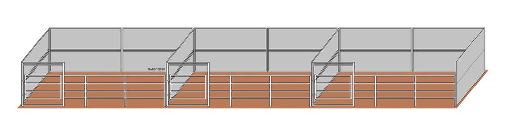 12'D x 24'W Wind Break Solid Wall 3-Run Gated Kit