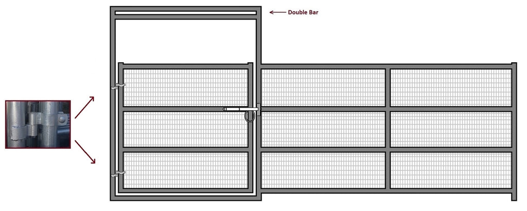 16'W x 6'H Corral Gate Welded Wire Panel 4-Rail 1-7/8