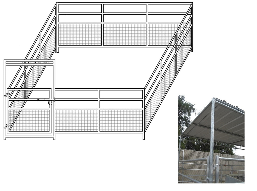 24'W x 24'D 1-5/8 4-Rail Mare & Foal Horse Complete Corral with 8' x 24' Trussed Cover