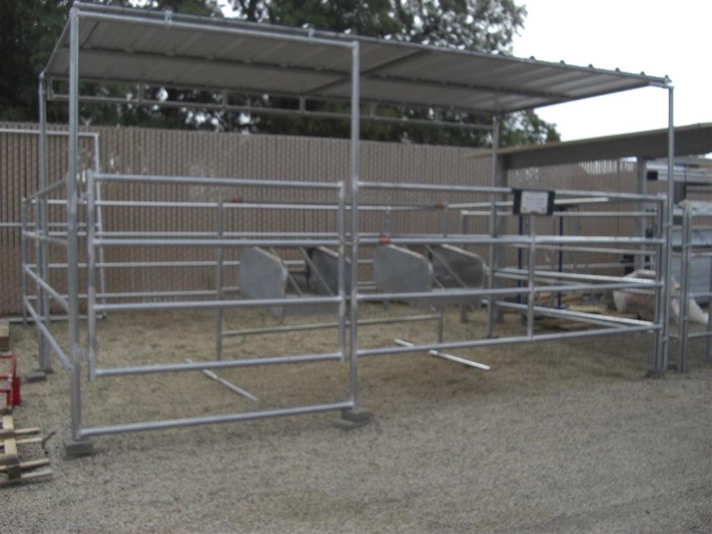 16'W x 16'D Complete Corral 4-Rail 1-5/8 with 8' x 16' Trussed Clamp-On Cover