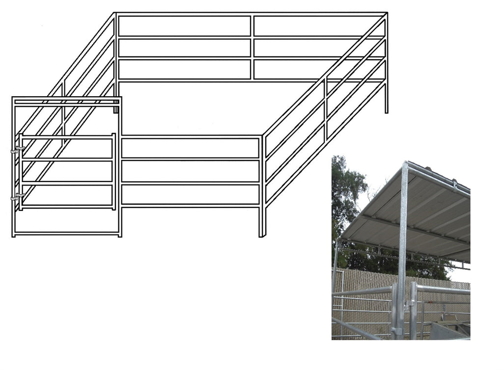 12'W x 12'D Complete Corral 4-Rail 1-5/8 with 8' x12' Trussed Clamp-On Cover