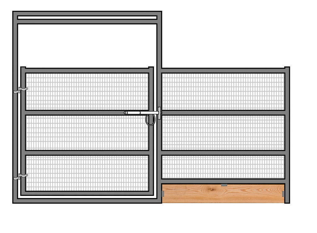 SALE!  12'W x 6'H Welded Wire Corral Panel W/ Gate 4-Rail 1-5/8 W/ Wood Base (ONLY 1 AVAILABLE)