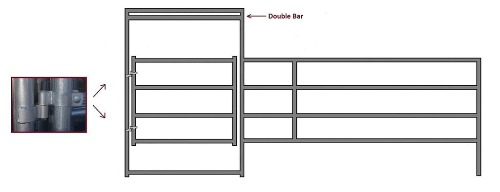 16'W x 5'H Corral Gate Panel 4-Rail 1-5/8"