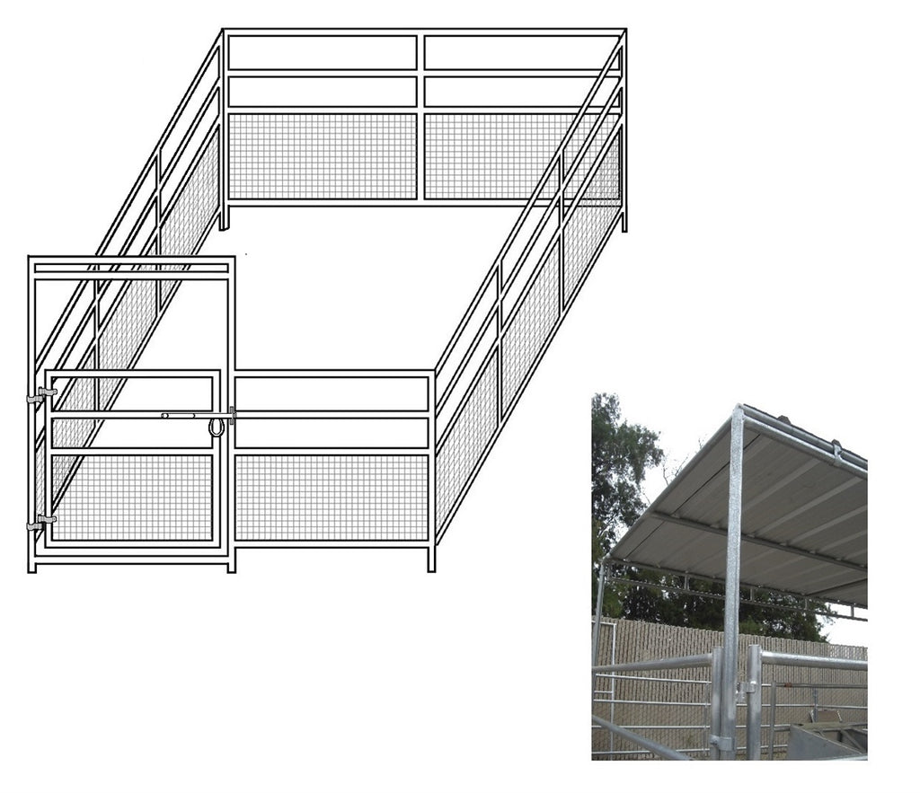 12'W x 24'D 1-7/8 4-Rail Mare & Foal Horse Complete Corral with 8' x 12' Trussed Cover