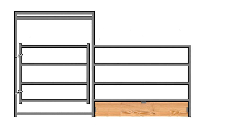 12'W x 5'H 4-Rail 1-5/8" Wood-Base Corral Panel W/ Gate