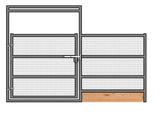 12'W x 6'H Welded Wire Corral Panel W/ Gate 4-Rail 1-7/8 W/ Wood Base