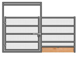 12'W x 6'H Welded Wire Corral Panel W/ Gate 5-Rail 1-5/8 W/ Wood Base