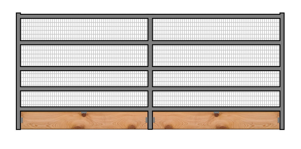 12'W x 6'H Welded Wire Corral Panel 5-Rail 1-5/8 W/ Wood Base