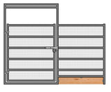 12'W x 6'H Welded Wire Corral Panel W/ Gate 6-Rail 1-5/8 W/ Wood Base