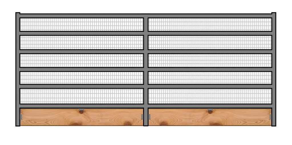 12'W x 6'H Welded Wire Corral Panel 6-Rail 1-5/8 W/ Wood Base