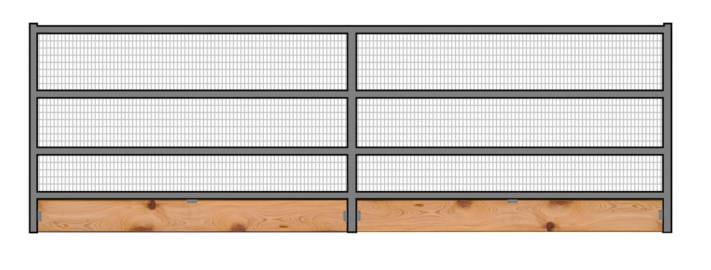 16'W x 6'H Welded Wire Corral Panel 4-Rail 1-5/8 W/ Wood Base
