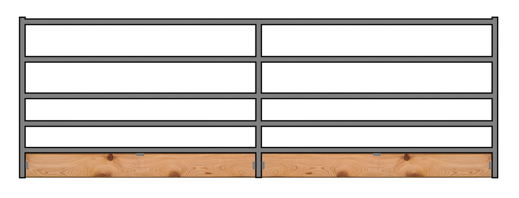 16'W x 5'H 5-Rail 1-5/8 Corral Panel W/ Wood-Base
