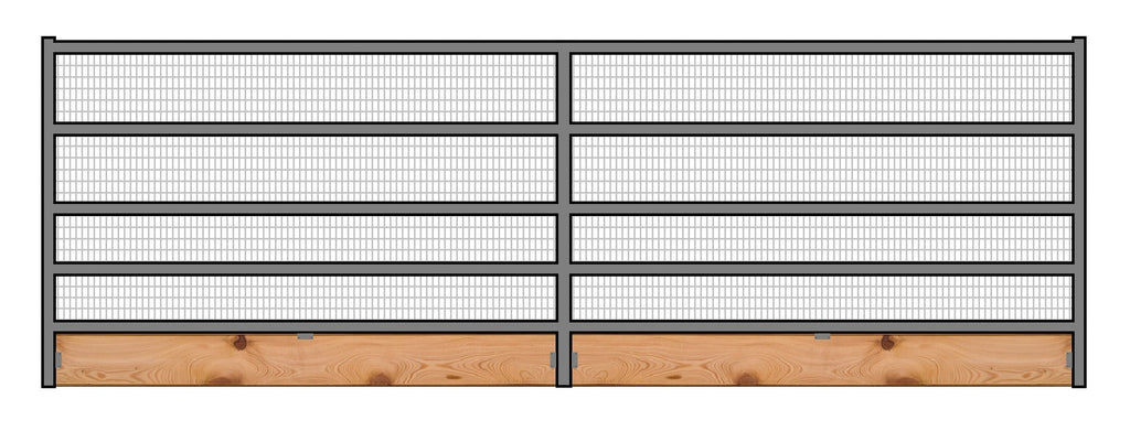 16'W x 6'H Welded Wire Corral Panel 5-Rail 1-7/8 W/ Wood Base