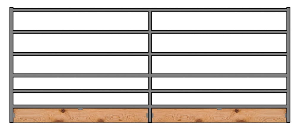 16'W x 6'H 6-Rail 1-7/8 Corral Panel W/ Wood-Base