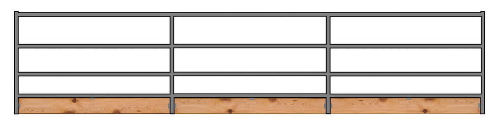 24'W x 5'H 4-Rail 1-5/8 Corral Panel W/ Wood-Base