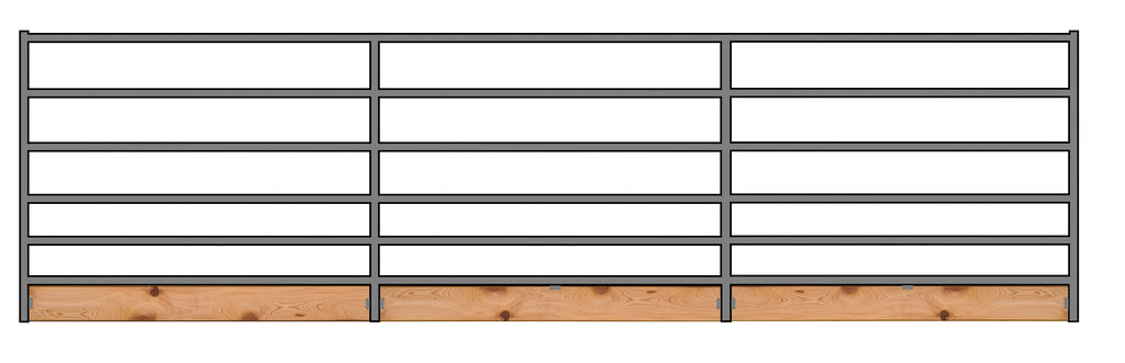 24'W x 6'H 6-Rail 1-5/8 Corral Panel W/ Wood-Base