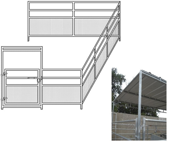 12'W x 24'D 1-5/8 4-Rail Mare & Foal Add-On Corral with 8' x 12' Truss ...