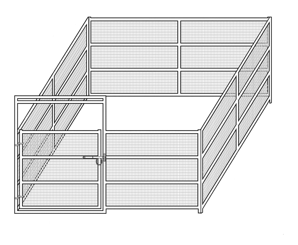 12'W x 12'D Complete Welded Wire Corral 4-Rail 1-7/8