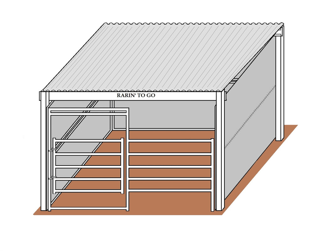12'D x 12'W Solid Walls Gated Stall with 12' x 14' Cover Kit