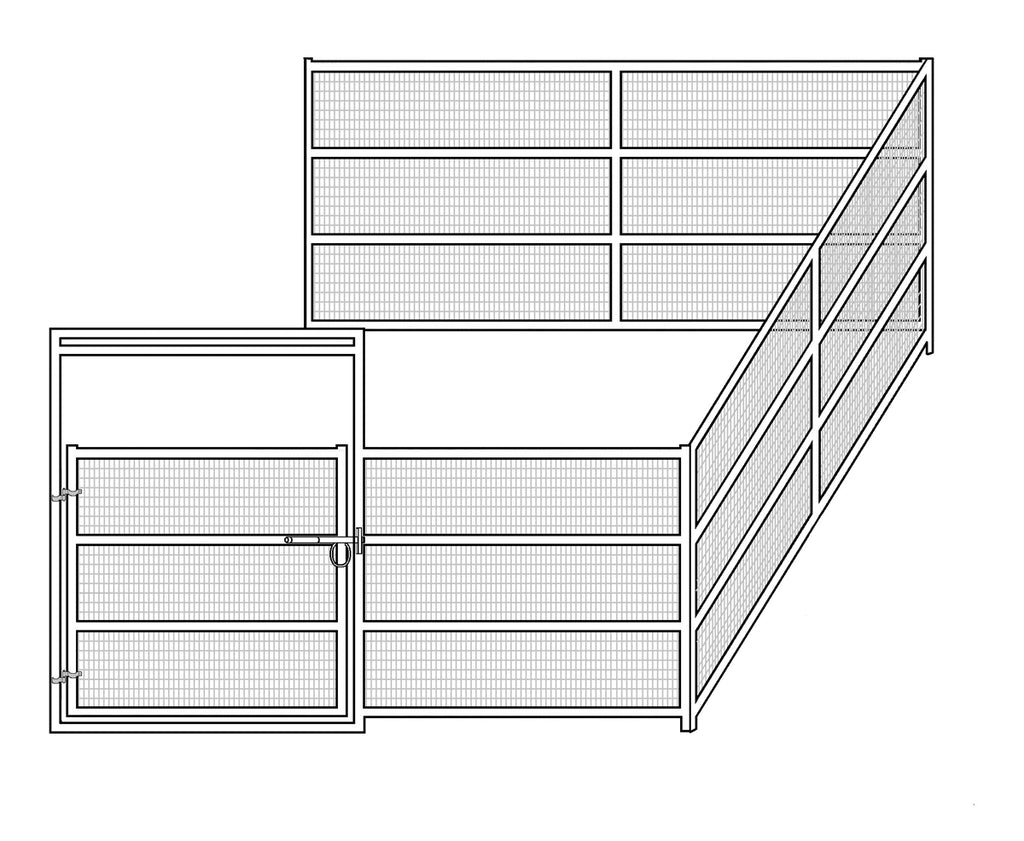 12'W x 12'D Welded Wire Corral 4-Rail 1-5/8 Add-On