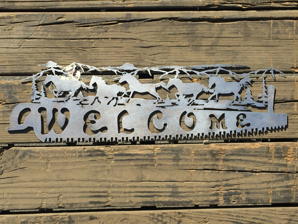 Welcome Saw Horses - Laser Art
