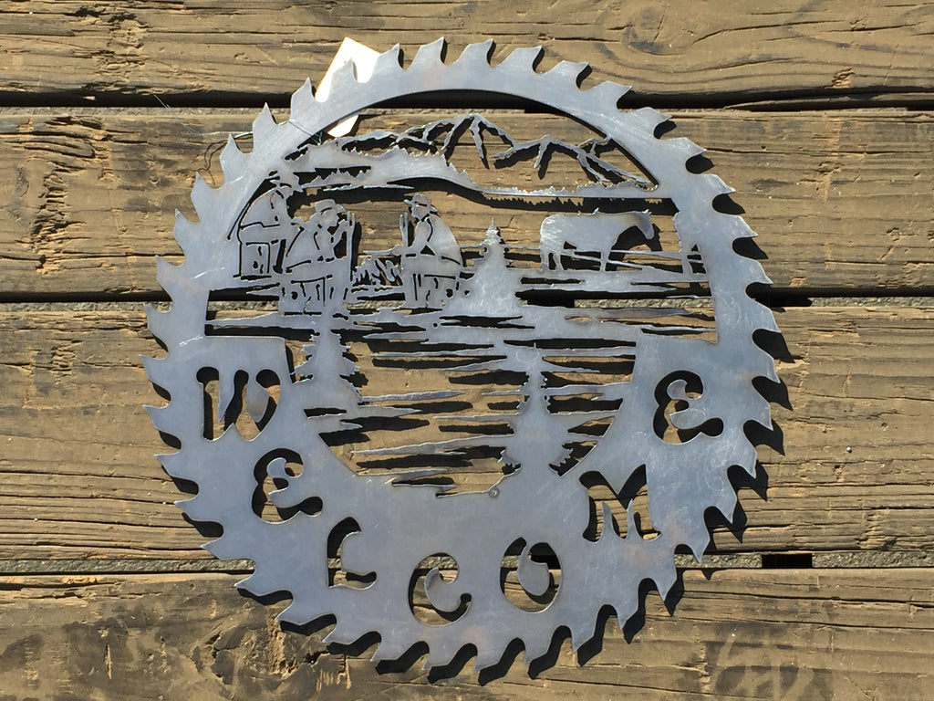 Round Cowboys Welcome Saw - Laser Art