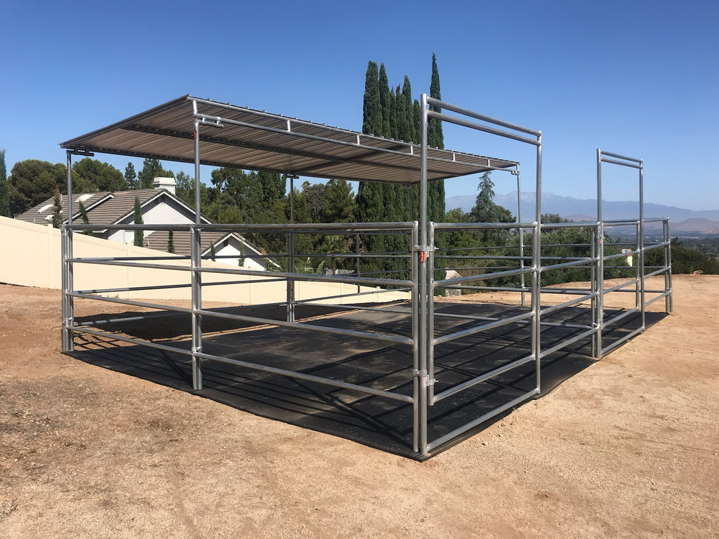 12'W x 24'D Complete Corral 4-Rail 1-5/8 Dual W/ 8'D x 24'W Clamp-On Cover
