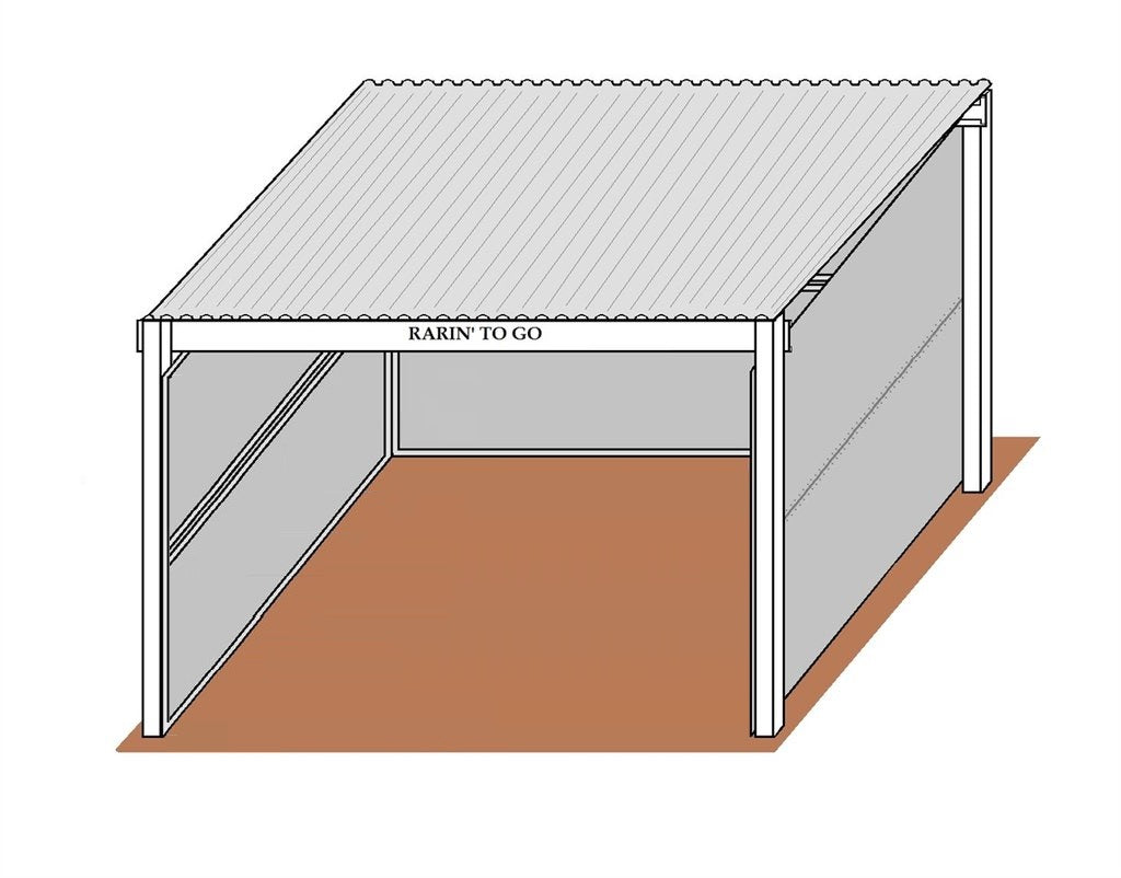 12'D x 12'W Solid Steel Modular Wall Stall W/ 12' x 14' Free-Standing Cover