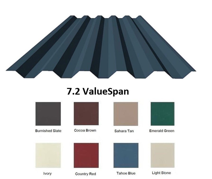 7.2 ValuSpan Roofing Sheet - Color $6.95 Per Foot