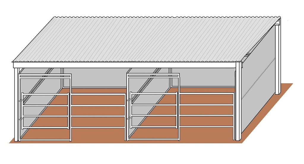 12'D x 12'W Solid Walls Gated Stalls with 12' x 26' Cover Kit