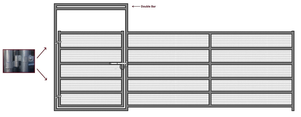 24'W x 6'H Corral Gate Welded Wire Panel 6-Rail 1-5/8