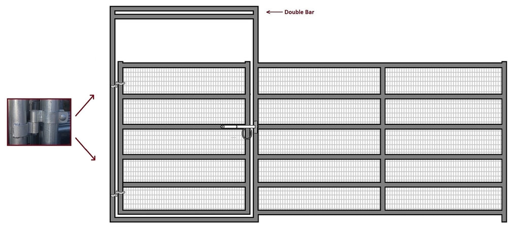 16'W x 6'H Corral Gate Welded Wire Panel 6-Rail 1-5/8
