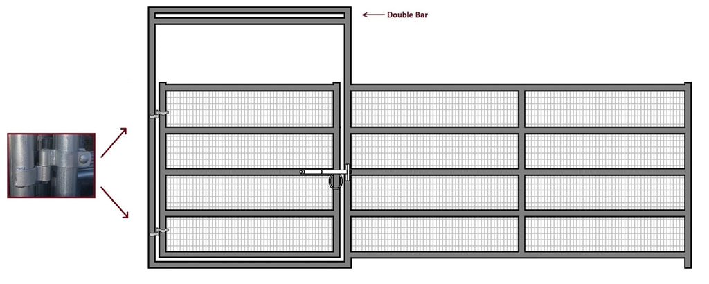 16'W x 6'H Corral Gate Welded Wire Panel 5-Rail 1-7/8